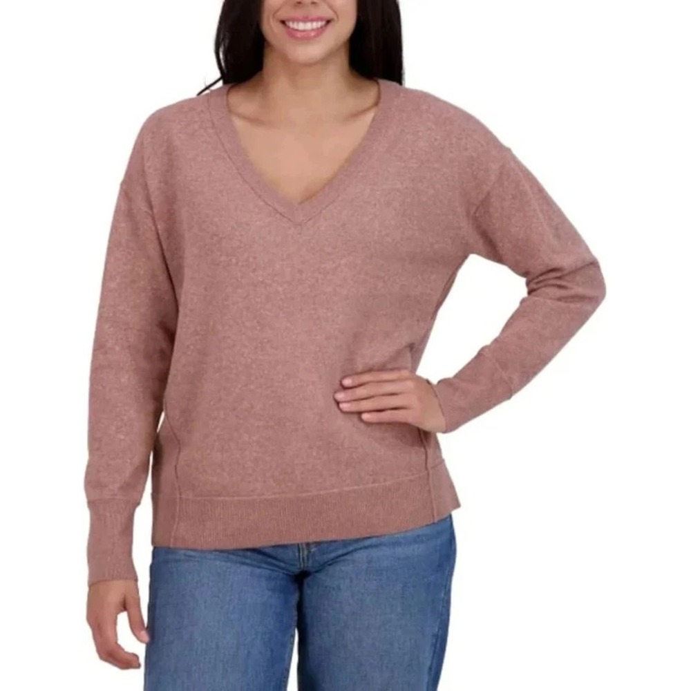 Women's Lucky Brand V-Neck Long Sleeve Pullover Sweater, Pink, 2XL, NWT
